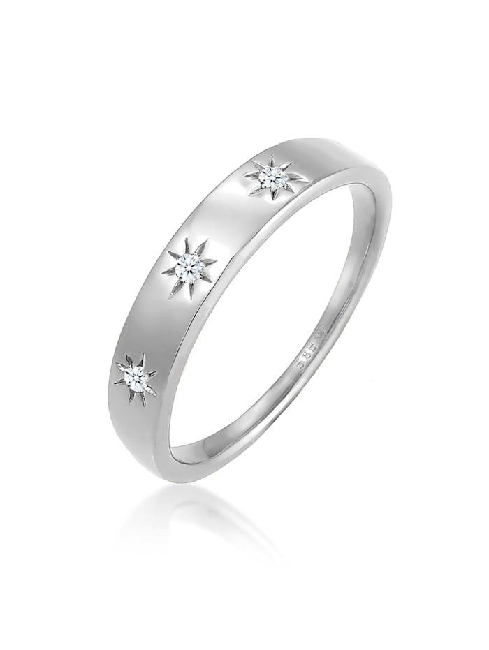 Elli DIAMONDS Ring Verlobung Astro Diamant (0.045 Ct.) 585 Weißgold, Silber