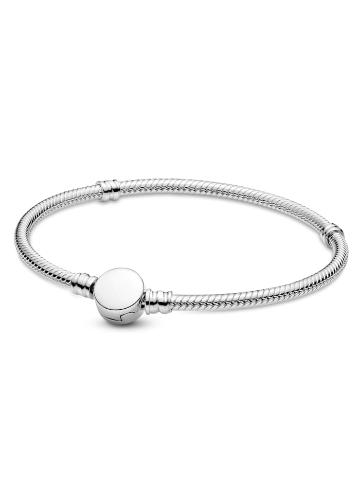 Pandora Armband -Schlangenkette mit gravierbarem Scheibenverschluss - 599381C00-19, Silberfarben