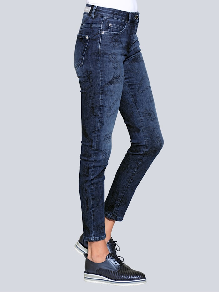 Alba Moda Jeans mit exklusivem Druck-Dessin, Blue stone
