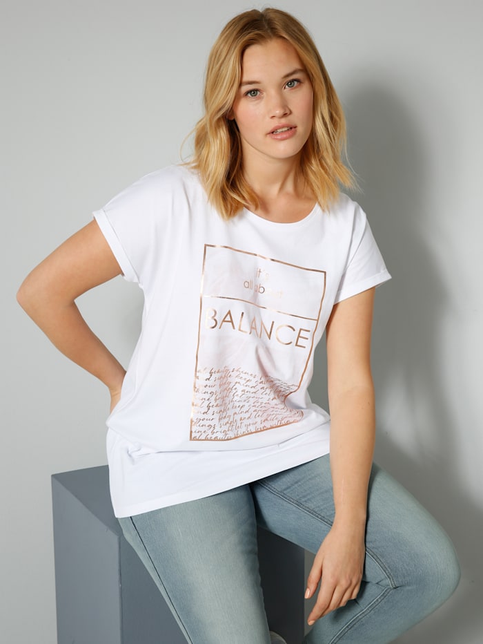 Janet & Joyce Shirt mit tollem Printmotiv, Weiß/Rosenholz