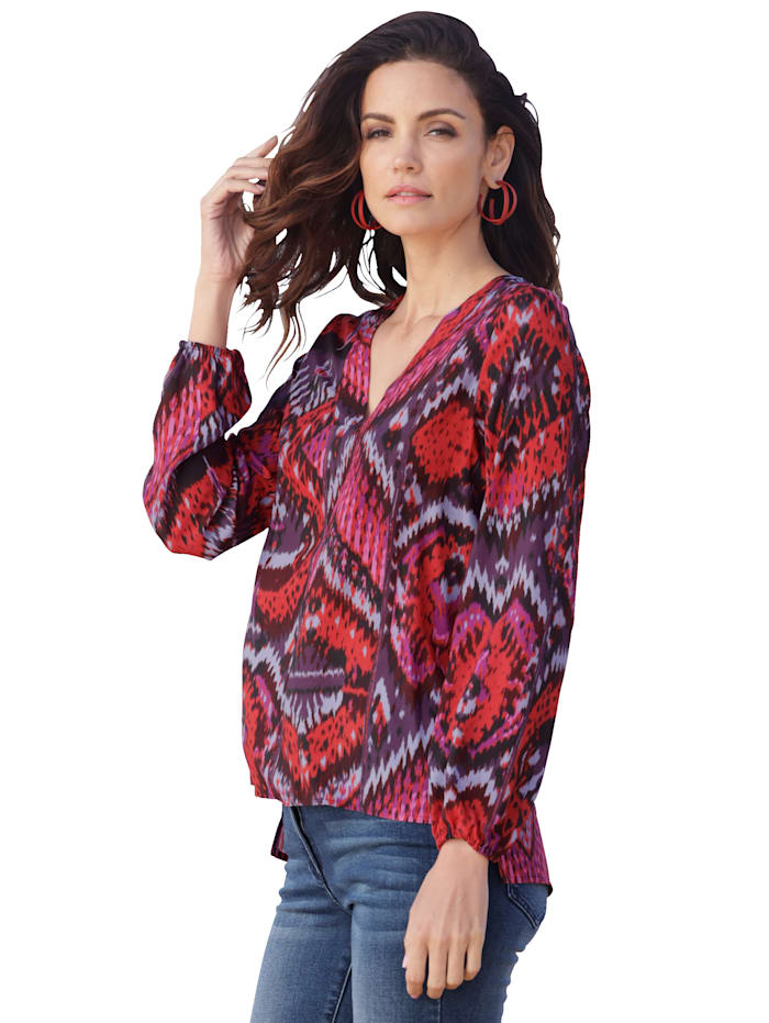 AMY VERMONT Bluse mit exclusivem Ethno-Print, Rot/Pink