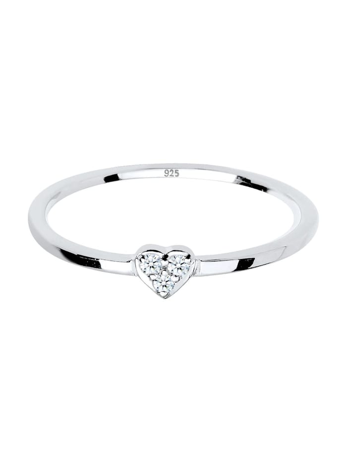 Elli Premium Ring Herz Symbol Diamant 0 06 Ct 925er Sterling Silber Klingel