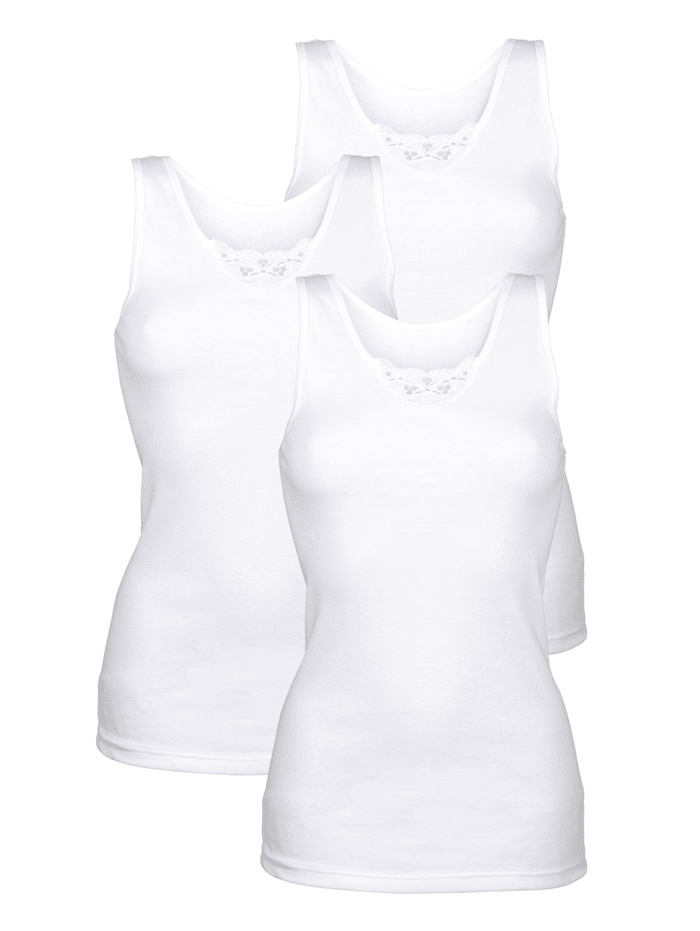 Viania Unterhemden im 3er-Pack mit Motivspitze, 3x Weiß