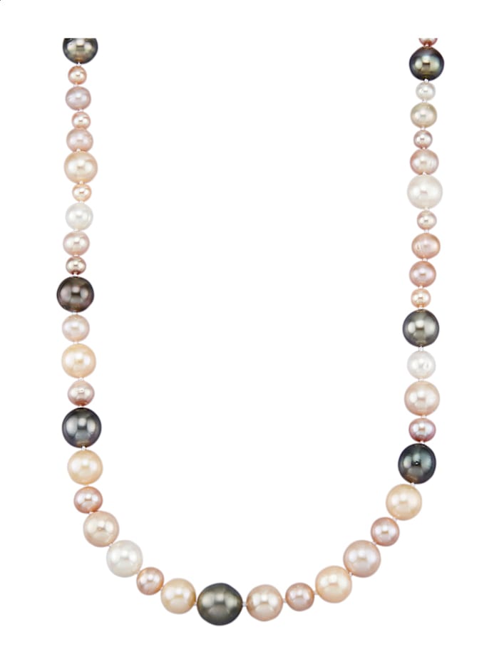 Amara Perles Collier avec perles de culture de Tahiti et perles de culture d'eau douce, Multicolore