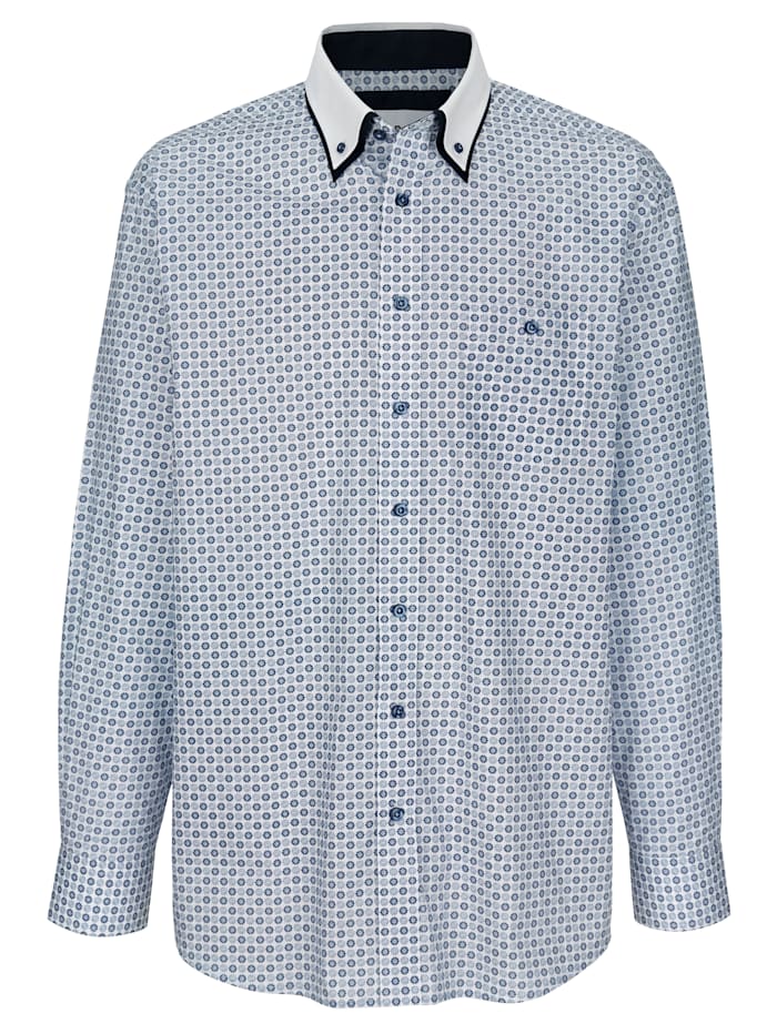 Roger Kent Overhemd met dubbele kraag, Wit/Blauw