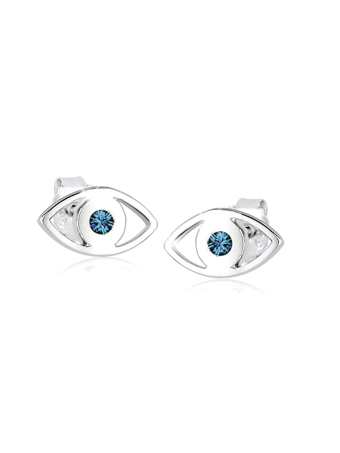 Elli Ohrringe Evil Eye Schutzsymbol Kristalle Silber, Blau