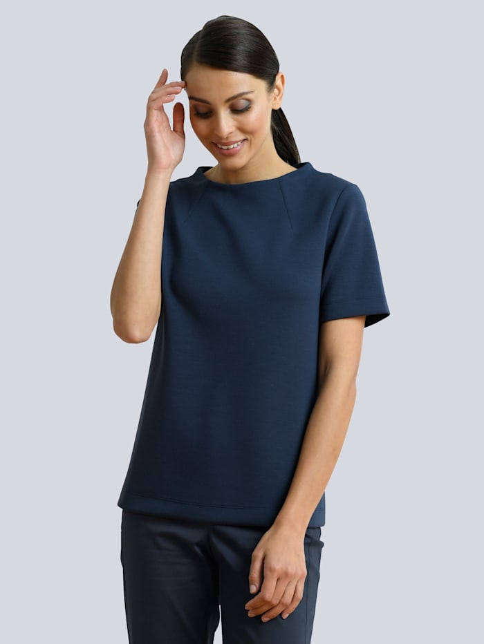 Alba Moda Shirt mit modischer Kragenlösung, Marineblau