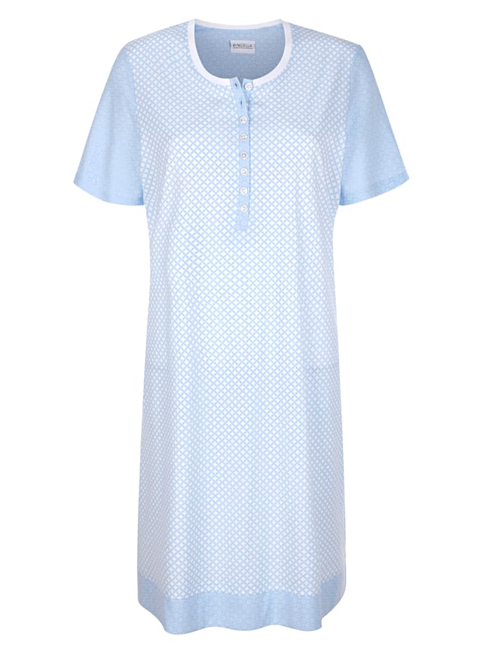 Ringella Nachthemd mit Mustermix, Hellblau/Weiß