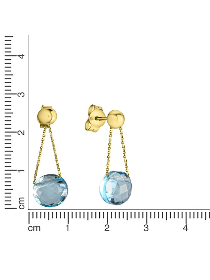 Ohrring 375/- Gold Blautopas beh. blau 2,5cm Glänzend