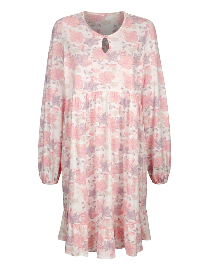 Harmony Nachthemd met bloemendessin, Ecru/Apricot/Lila