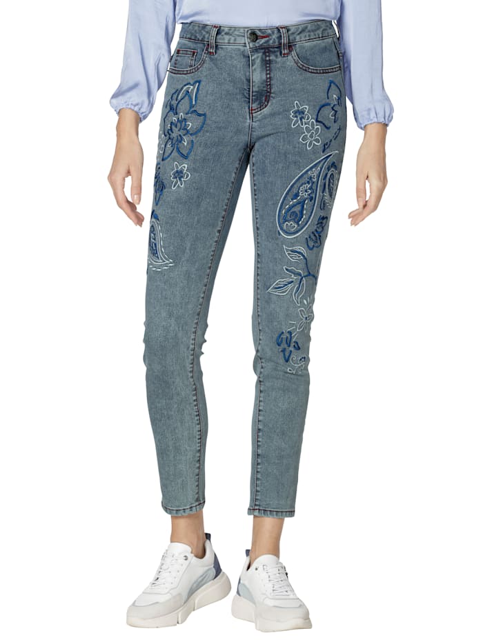 AMY VERMONT Jeans mit floralem Druck, Blau