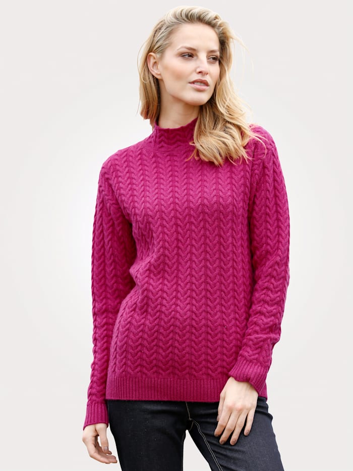 Pullover mit Zopfmuster, Pink