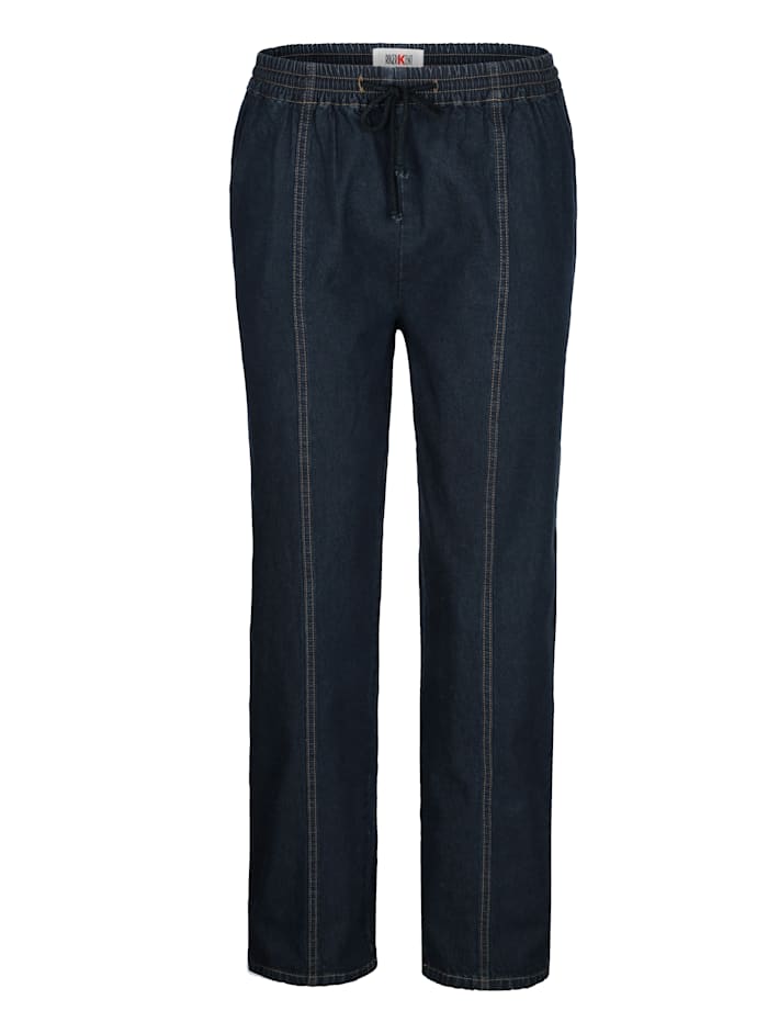 Roger Kent Pantalon à taille extensible avec cordon de serrage, Dark blue