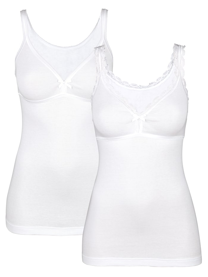 HERMKO Bra Top with lace details, White