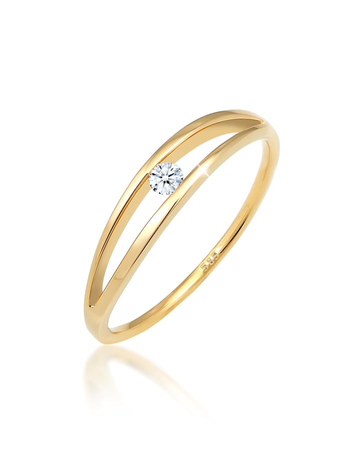 Elli DIAMONDS Ring Verlobung Wellen Diamant (0.06 Ct.) 585 Gelbgold, Gold