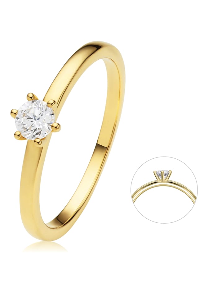 One Element 0,25 ct  Diamant Brillant Ring aus 750 Gelbgold, gold