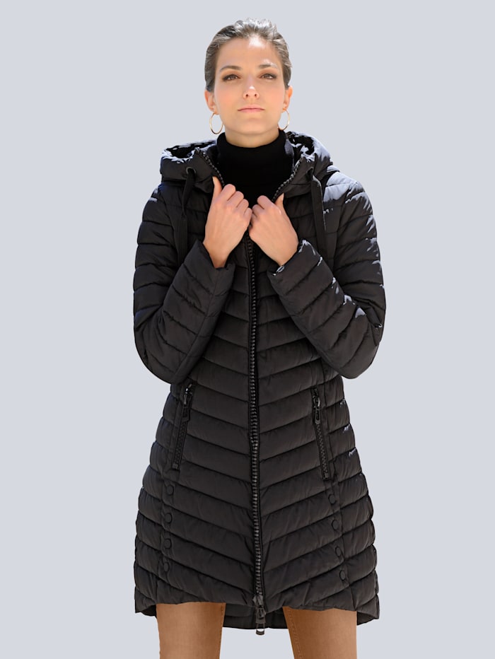 Alba Moda Doorgestikte jas met hoogwaardige details, Zwart