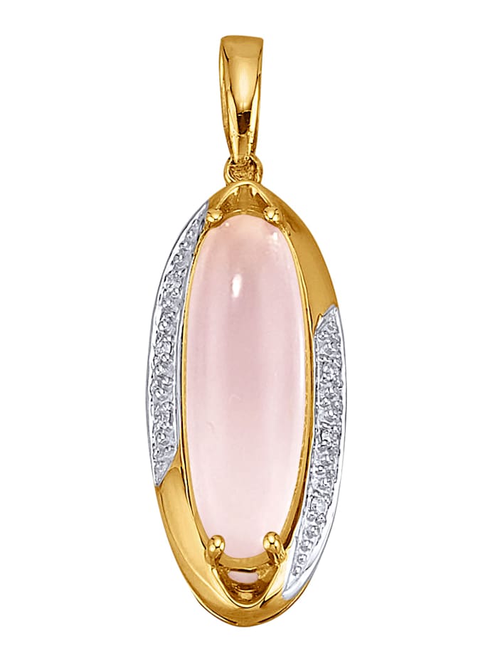 Amara Pierres colorées Pendentif à cabochons de quartz rose et diamants, Rose