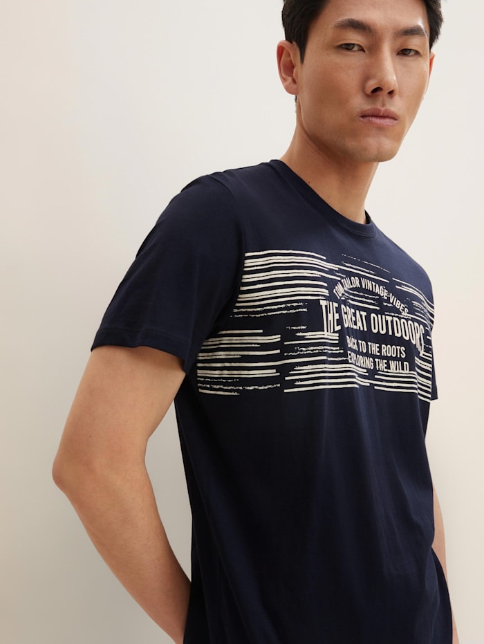Tom Tailor T-Shirt mit Print, Sky Captain Blue
