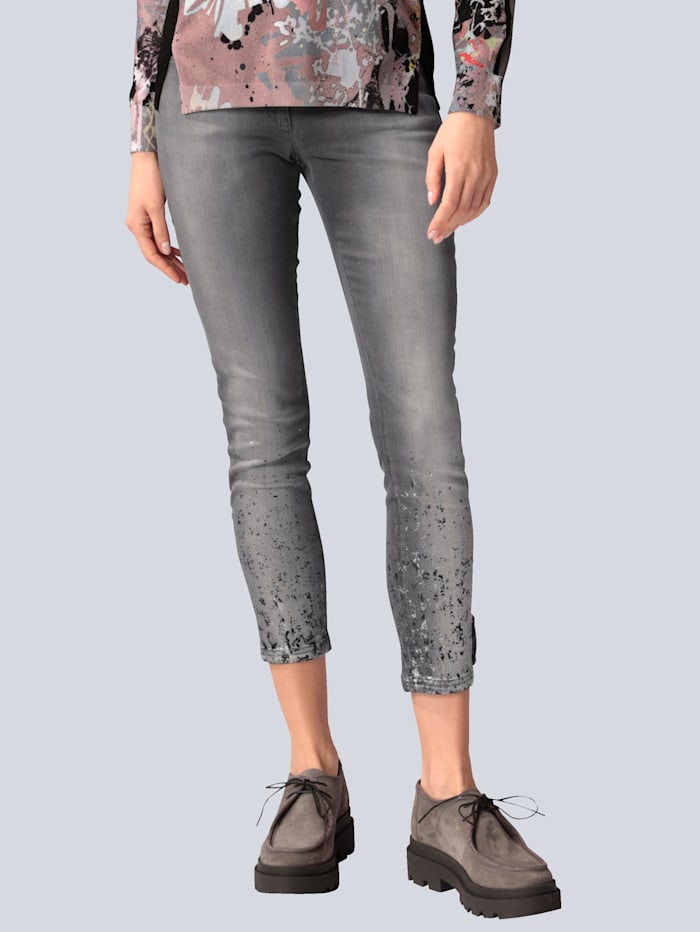 SPORTALM Jeans mit modischem Foliendruck am Saum, Grau