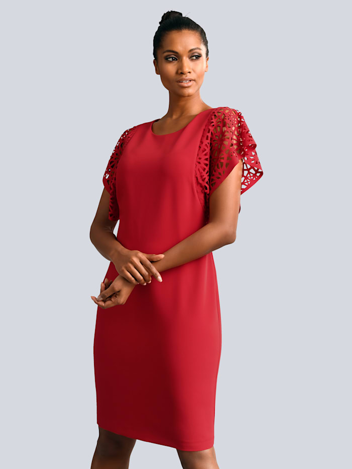 Alba Moda Kleid mit Flügelärmeln, Rot