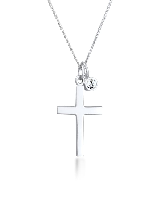 Elli Halskette Kreuz Religion Kristalle 925 Silber, Silber