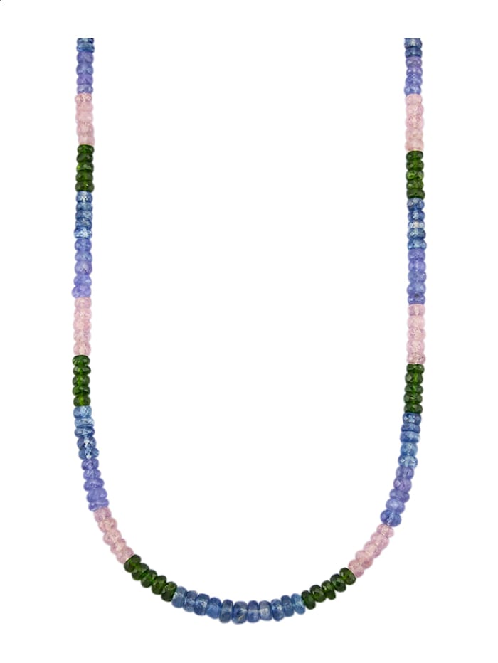 Amara Pierres colorées Collier en kyanite, diopside de chrome, morganite et tansanite, Multicolore