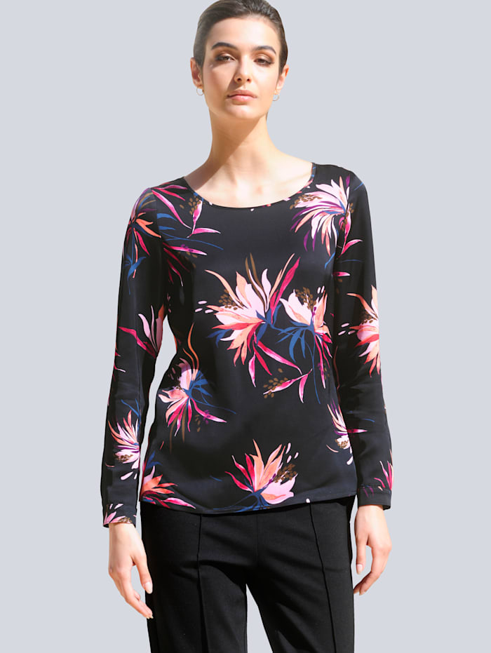 Alba Moda Blúzka s kvetinovým dizajnom, Čierna/Pink/Koralová