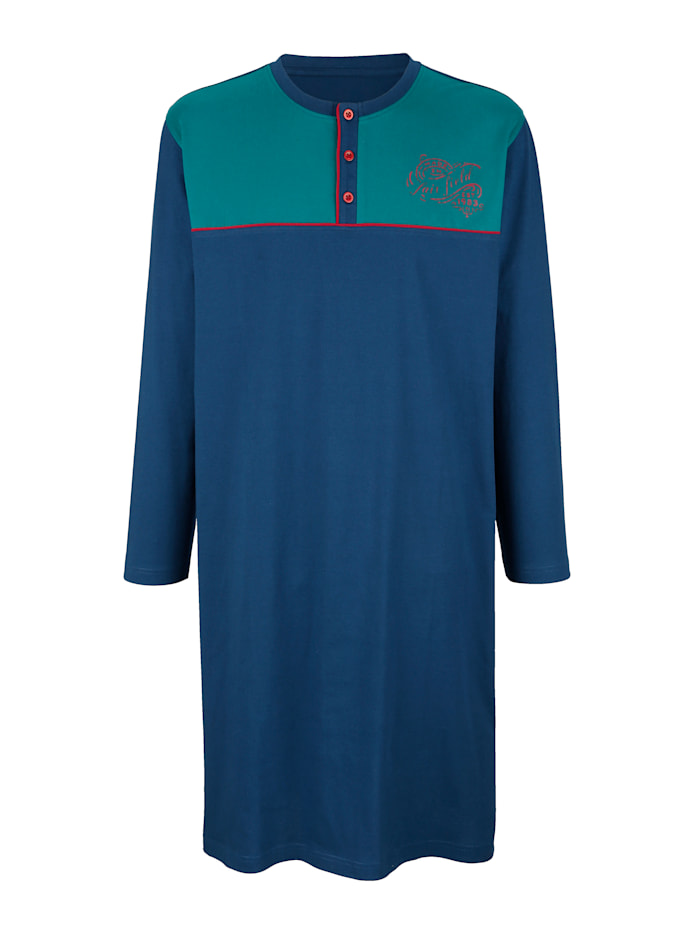 Nachthemd, Blauw/Turquoise/Rood