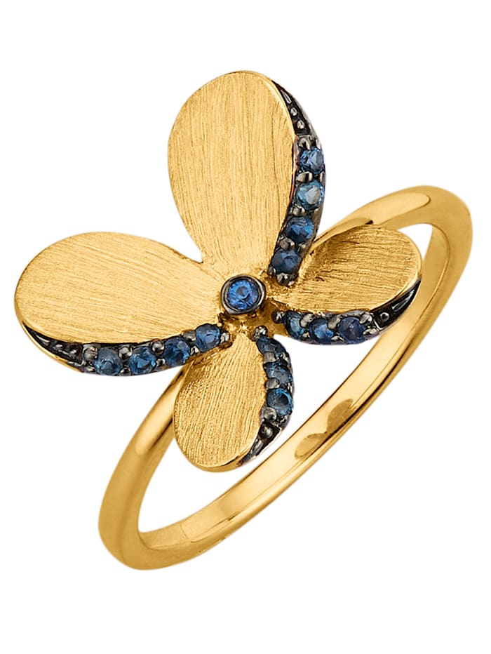 Amara Farbstein Schmetterling-Ring mit 15 Saphiren, Blau
