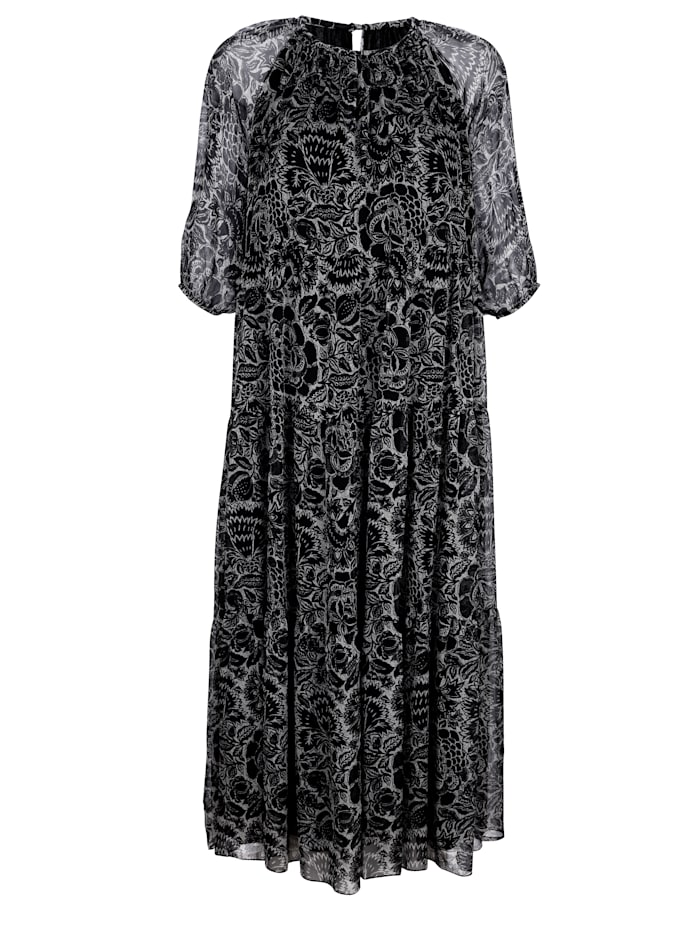 MONA Šaty s exkluzívnym dizajnom potlače, čierna/šedá
