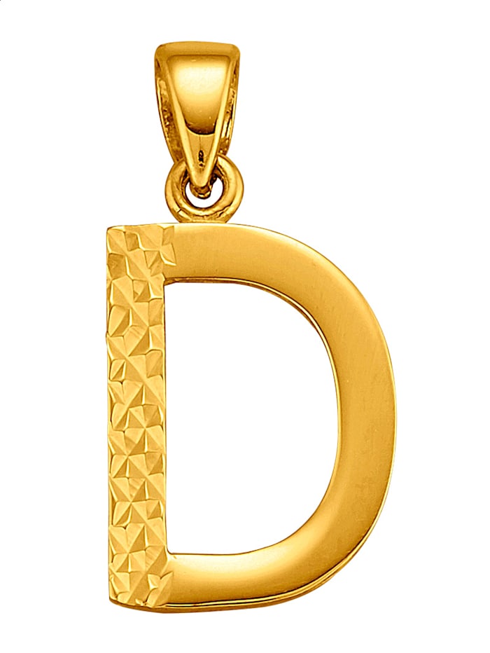 Diemer Gold Hanger Letter D van 14 kt. goud, Geelgoudkleur