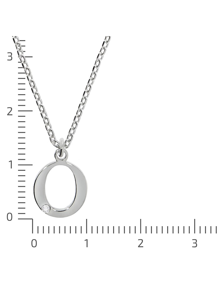 Anhänger mit Kette 925/- Sterling Silber Diamant weiß Diamant 45+3cm Glänzend 0,008ct.