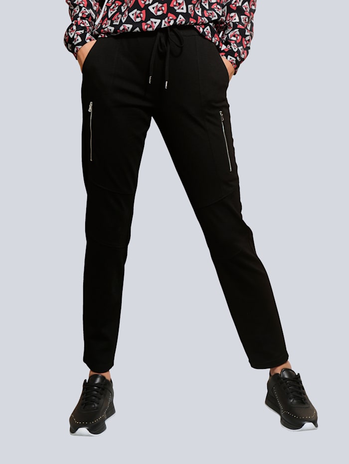 Alba Moda Jogpants van vormvaste jersey, Zwart
