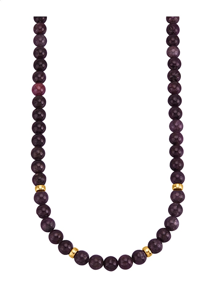 Diemer Farbstein Halskette aus Rubin in Gelbgold 585, Lila