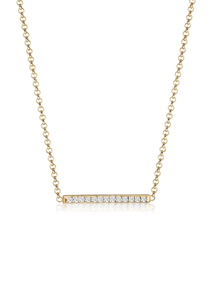 Elli DIAMONDS Halskette Klassisch Diamanten Reihe (0.065 Ct.) 375 Gelbgold, Gold