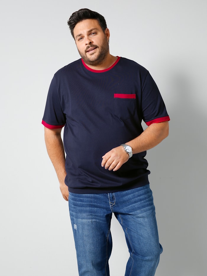 Men Plus T-Shirt Spezialschnitt, Marineblau/Rot