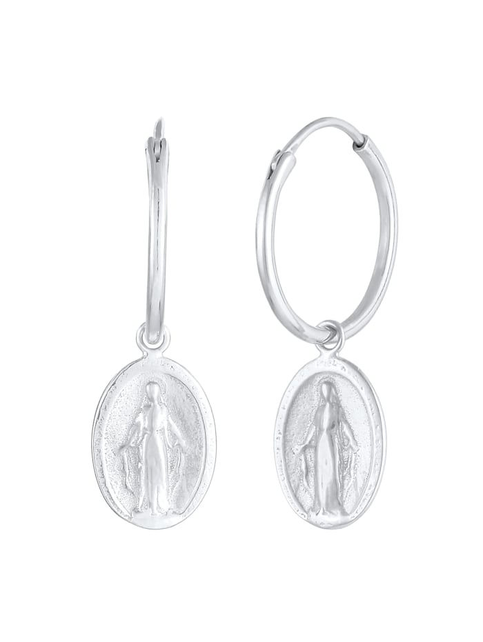 Ohrringe Creolen Einhänger Marienbild Glaube 925 Silber