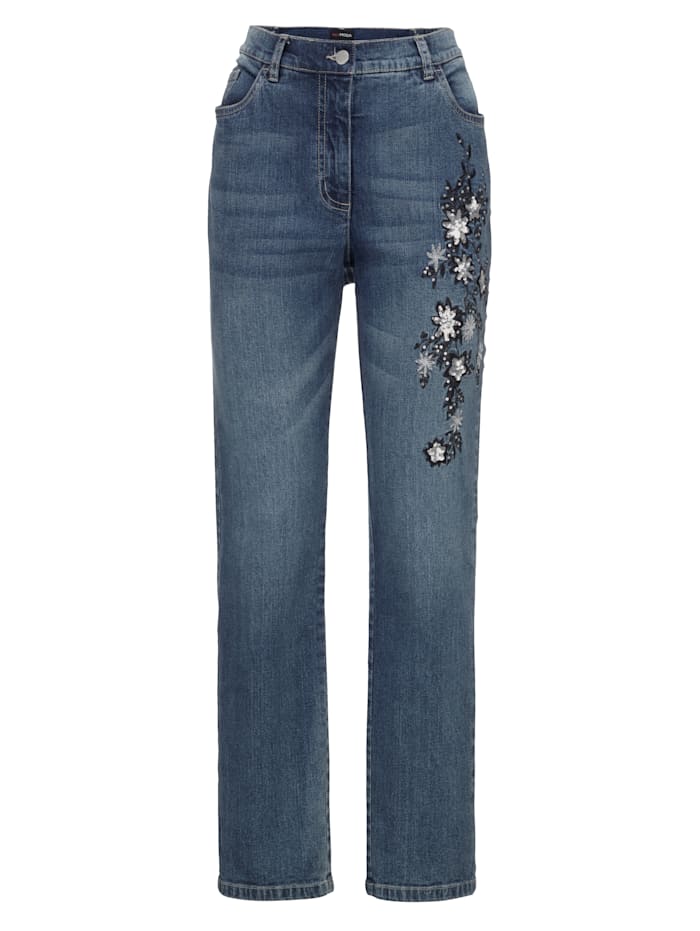 MIAMODA Jeans met borduursel, Blauw