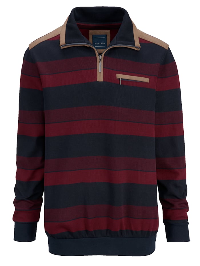 BABISTA Sweatshirt mit weichen Veloursbesätzen, Rot/Marineblau