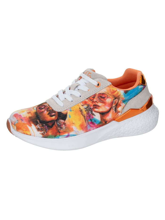 Ara Sneaker met print van het kunstenaarsduo DeCaSa, Oranje/Multicolor
