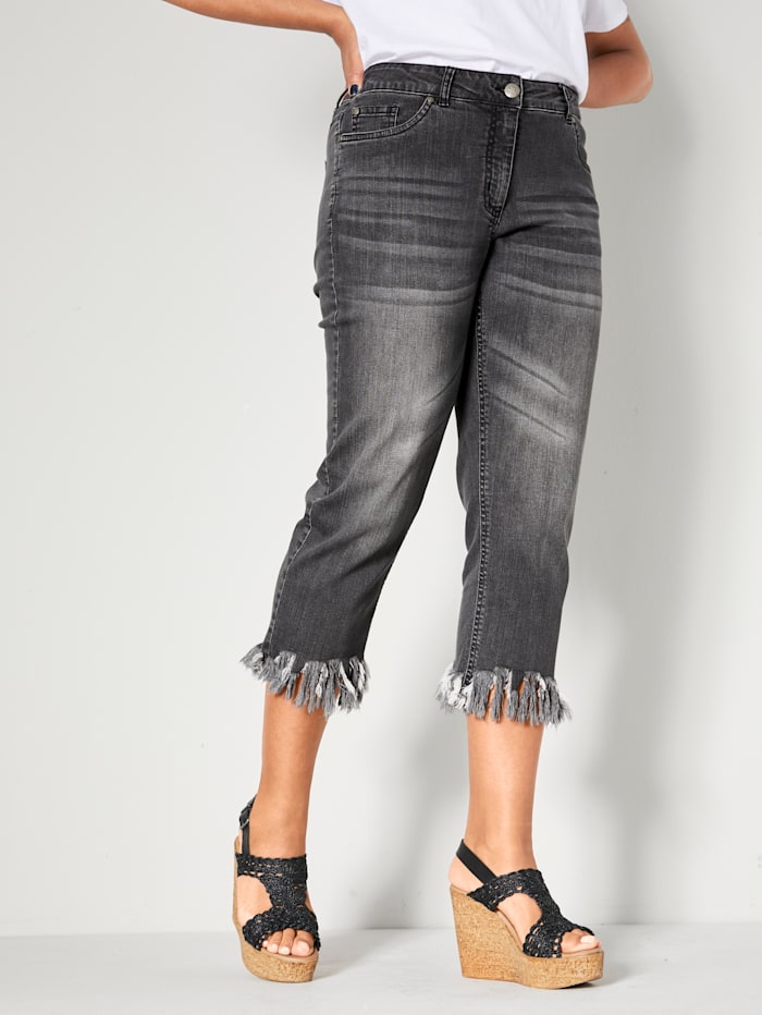 Angel of Style 7/8-jeans met open randen, Antraciet