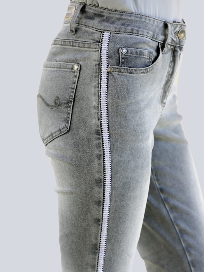 Jeans mit Galon im Streifen-Dessin