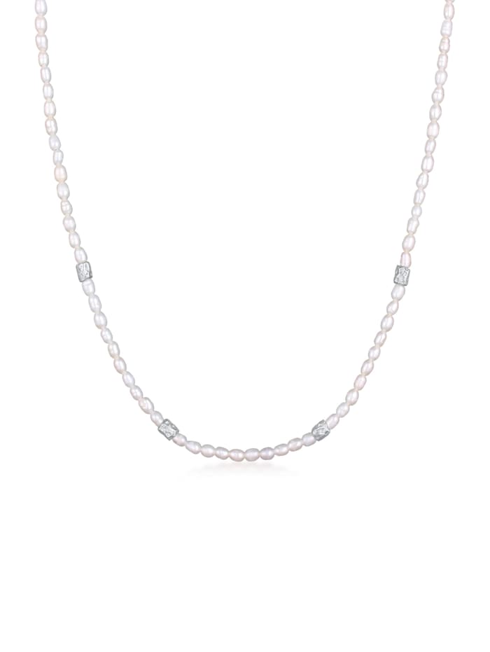 Elli Premium Halskette Süßwasserperlen Nugget Beads 925 Silber, Silber