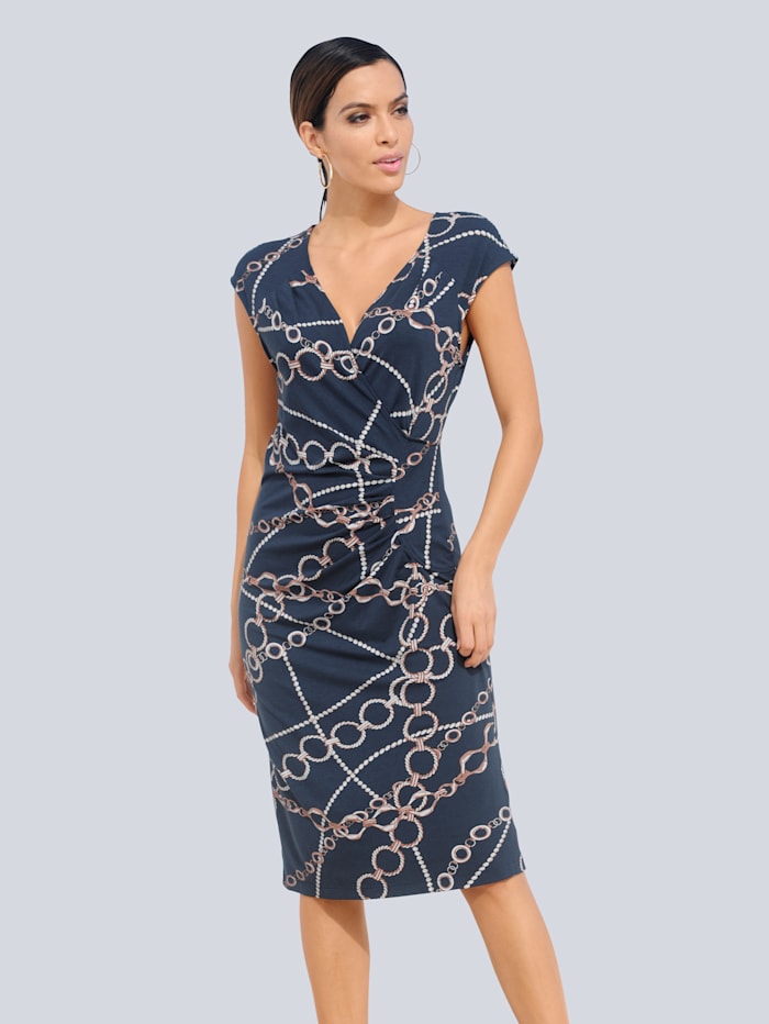Alba Moda Kleid mit figurgünstiger Raffung, Marineblau