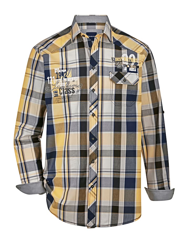 BABISTA Overhemd met omslagmouwen, Donkerblauw/Mais