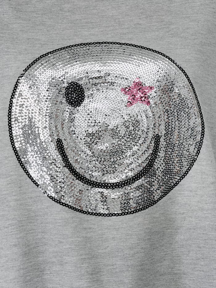 Sweatshirt met smiley-motief van pailletten