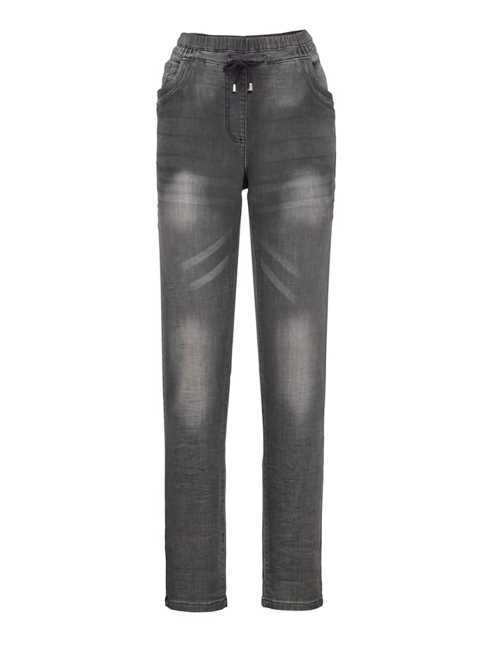 MIAMODA Jeans met kreukeffect, Zwart