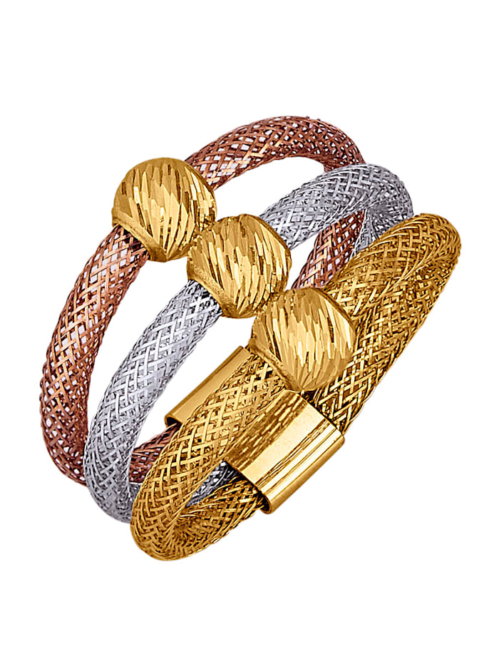 Mesh-Ring in Gelbgold 375, Tricolor