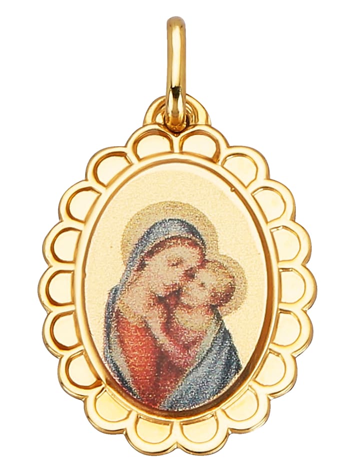 Anhänger - Maria mit Kind - in Gelbgold 375, Gelbgold